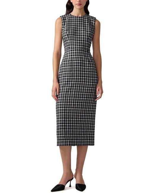 Carolina Herrera Black Crewneck Wool-Blend Midi Dress
