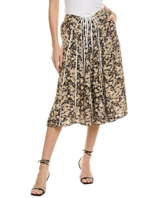 Stella McCartney Natural Annie Silk Midi Skirt