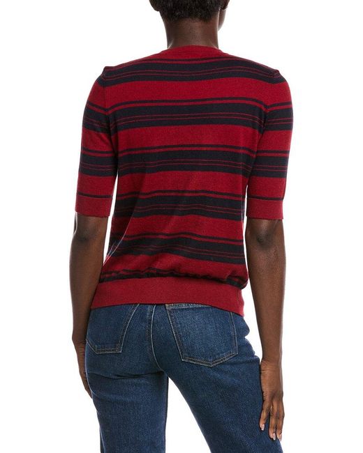 Minnie Rose Red Cashmere-Blend Henley Sweater