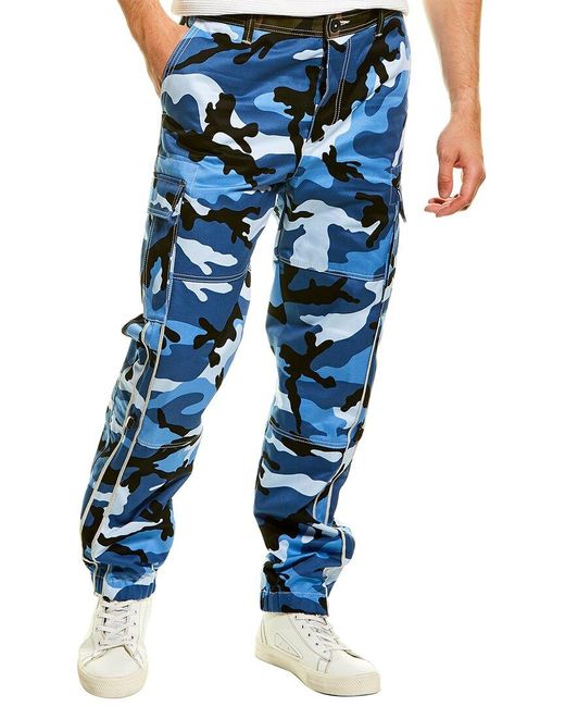 Mens Camo Cargo Pants  Valentino Blue Camouflage Cargo Trousers  Camo  outfits Camo print pants Camo fashion