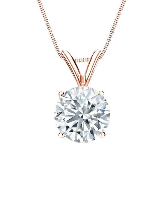 Sabrina Designs Lab Grown Diamonds White 14K Rose 2.00 Ct. Tw. Lab-Grown Diamond Solitaire Necklace