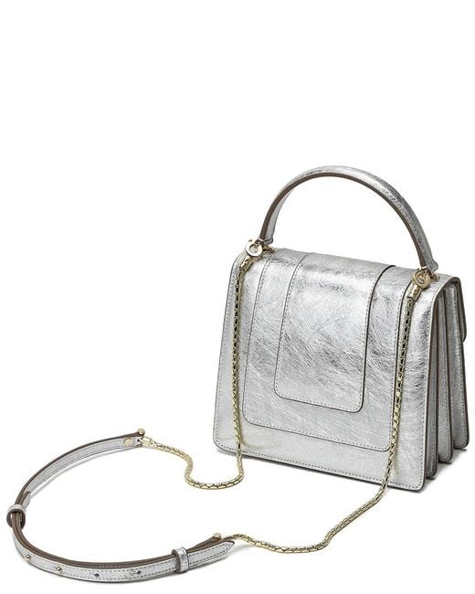 Tiffany & Fred Paris Metallic Top-Grain Saffiano Leather Satchel