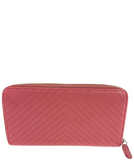 Chanel Pink Caviar Leather V Chevron Long Wallet (authentic Pre-loved)