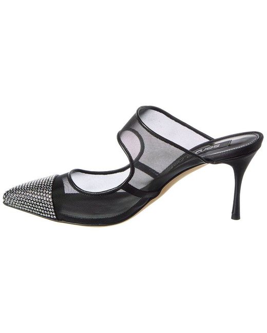 Sergio Rossi Black Satin & Mesh Pump