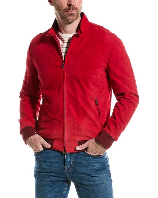 Isaia Red Suede Jacket for men