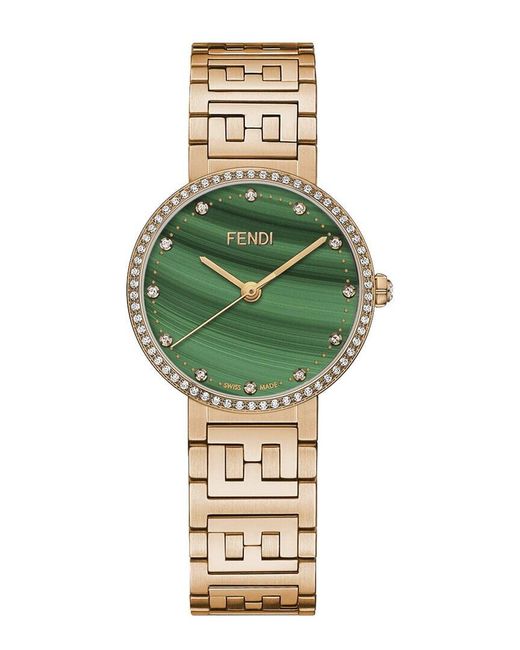 Fendi Green Diamond-Accented Forever Fendi Quartz Watch