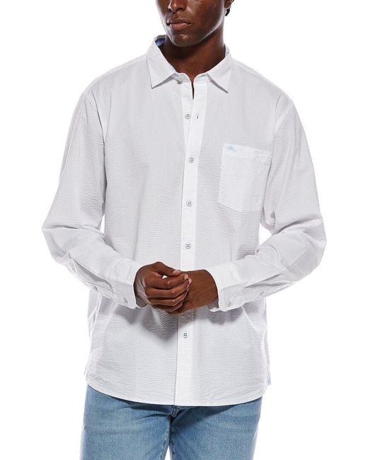 Tommy Bahama White Nova Wave Seersucker Shirt for men