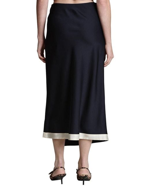 Avec Les Filles Black Asymmetrical Faux Wrap Midi Skirt