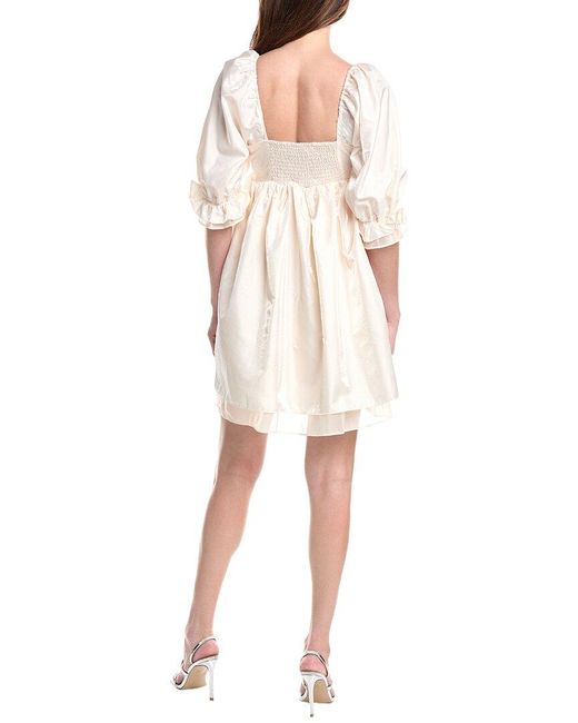Endless Rose White Shiny Puff Sleeve Mini Dress