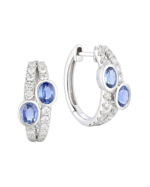 Gregg Ruth Blue 14K 1.66 Ct. Tw. Diamond & Sapphire Huggie Earring
