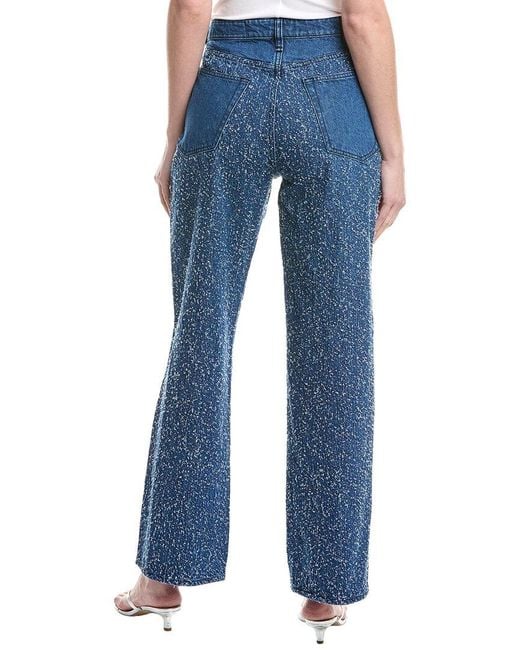 Rag & Bone Blue Logan Mid Tweed Mid-Rise Wide Leg Jean