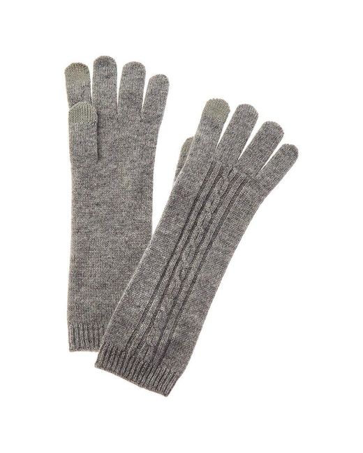 Phenix Gray Oval Cable Stitch Long Cashmere Gloves