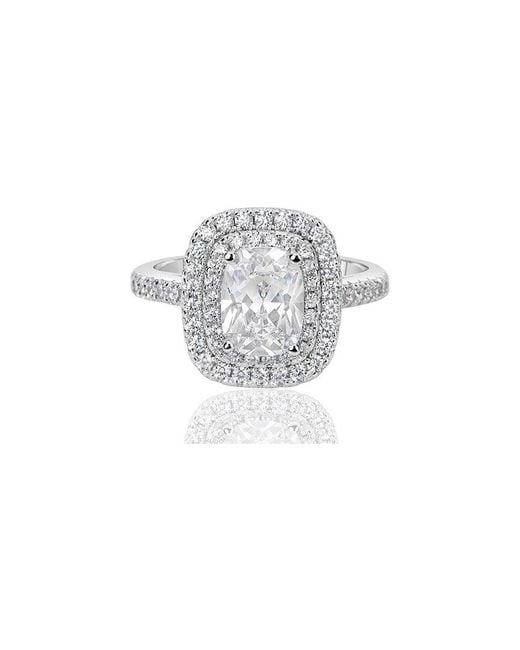 Suzy Levian CZ Jewelry White Suzy Levian Silver Cz Halo Ring