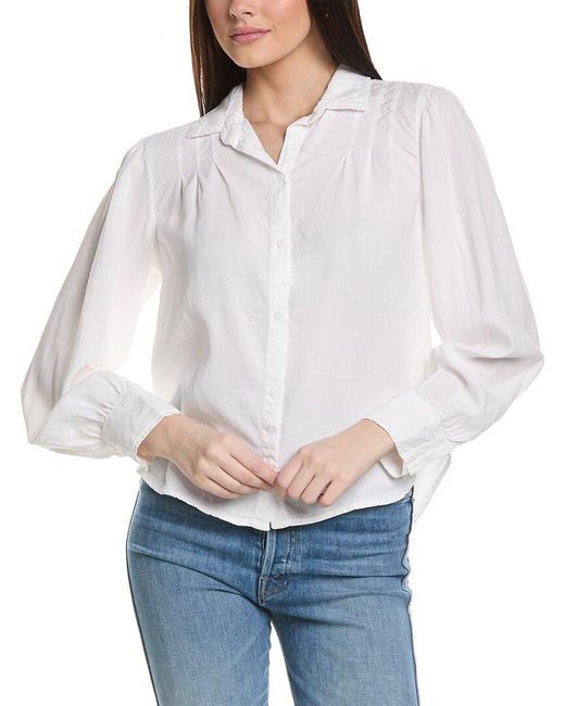 Bella Dahl White Pintucked Button-down Shirt