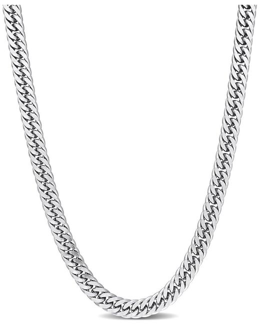 Italian Silver Metallic Fancy Curb Link Chain Necklace
