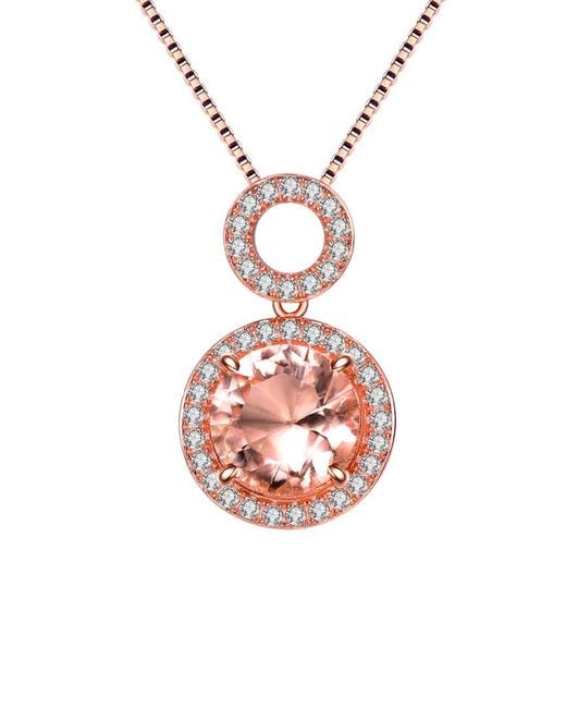 Rachel Glauber Pink 14k Rose Gold Vermeil Cz Necklace