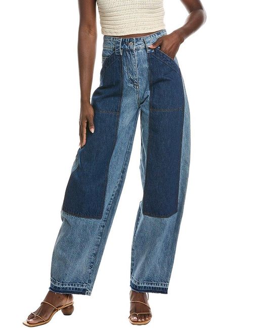 Co. Blue Denim Patchwork Straight Leg Pant
