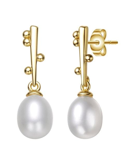 Genevive Jewelry Metallic 14k Over Silver 1.8-7.5mm Pearl Dangle Earrings