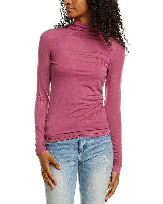 Vince Double Layer Mock Neck Wool-blend 