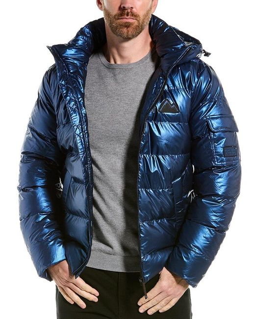 Point Zero Blue Ripstop Quilted Puffer Coat for men