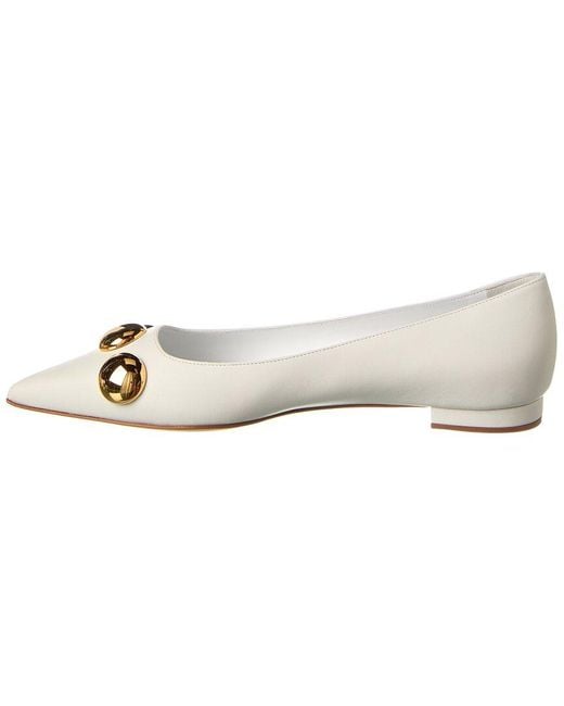 Manolo Blahnik Metallic Chappa Leather Flat