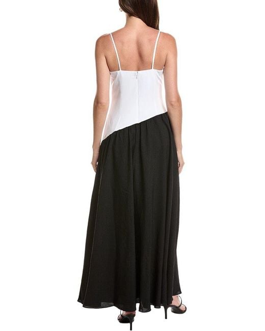 Rene Ruiz Black Sweetheart Colorblock Drop-Waist Maxi Dress