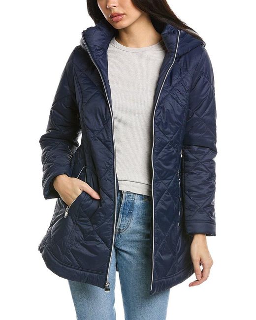 Laundry by Shelli Segal Blue Diamond Quilted Coat