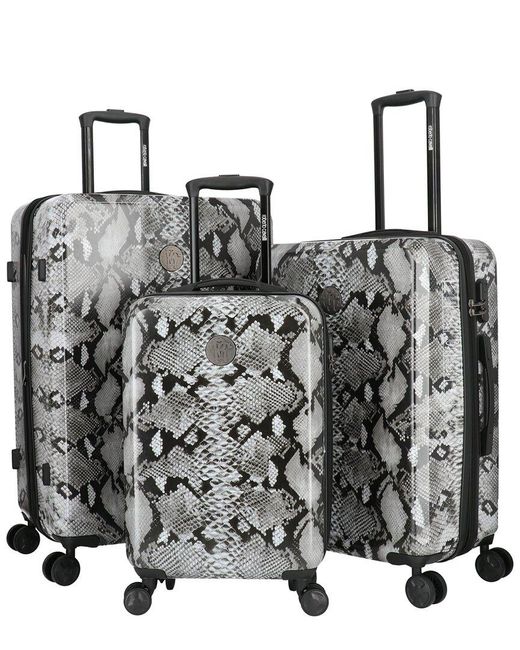Roberto Cavalli Metallic Python Collection 3pc Expandable Luggage Set