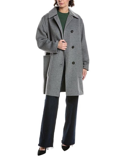 Vince Gray Wool-Blend Car Coat