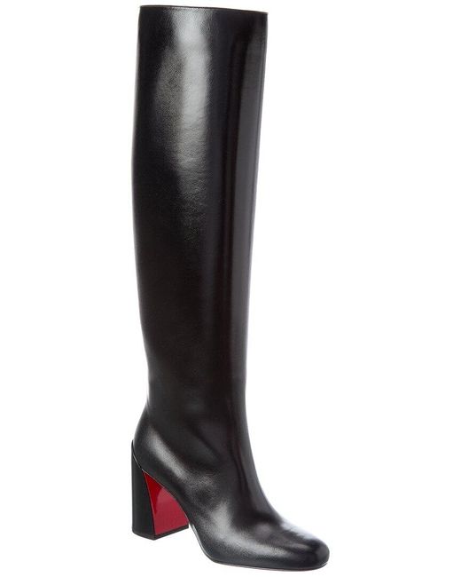 Christian Louboutin Black Janitta 85 Leather Knee-High Boot