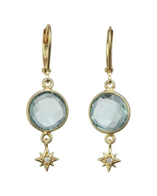 Rachel Reinhardt Jewelry Blue 14k Over Silver Aqua Quartz & Cz Earrings