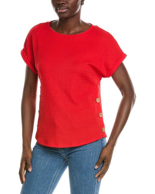 Jones New York Red Seabreeze Crinkle Top