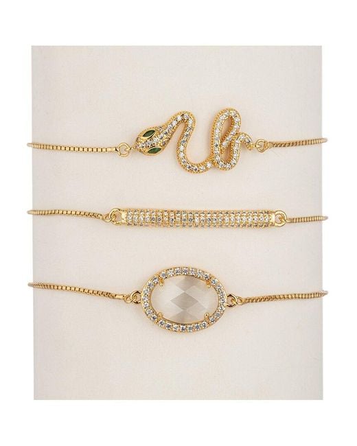 Eye Candy LA Natural The Luxe Collection Cz Snake & Eye Bolo Cuff Bracelet Set