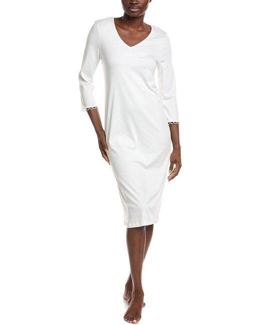Hanro Women's White V-Neck Nightgown