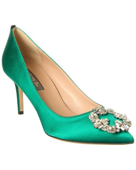 SJP by Sarah Jessica Parker Green Amira 70 Satin Pump