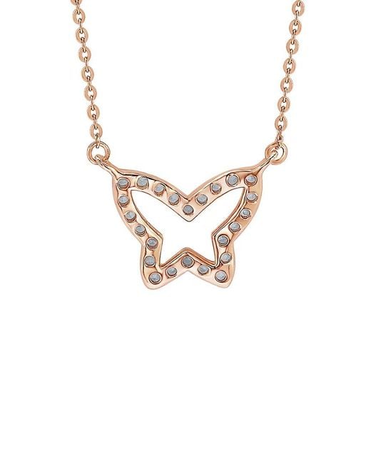 Suzy Levian Metallic 14k Rose Gold 0.30 Ct. Tw. Diamond Butterfly Necklace
