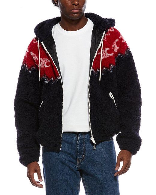 Céline Red Logo Fleece Wool-Blend Jacket for men