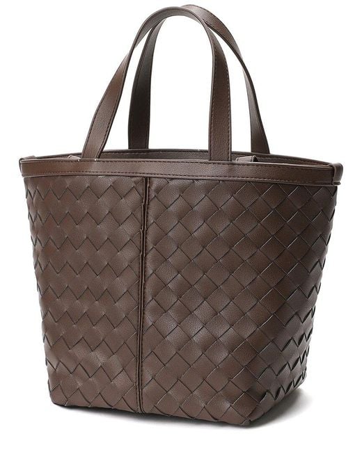 Tiffany & Fred Paris Brown Woven Leather Top Handle Shoulder Bag