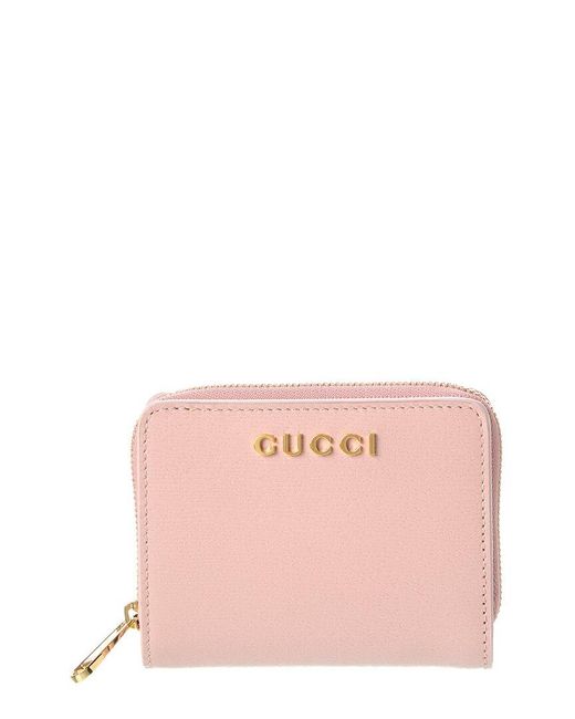 Gucci Pink Script Mini Leather Wallet