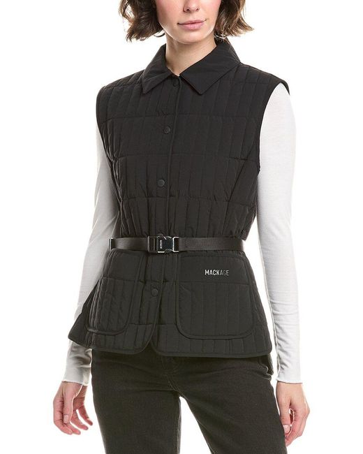Mackage Black Helia Light Down Vertical Quilted Vest