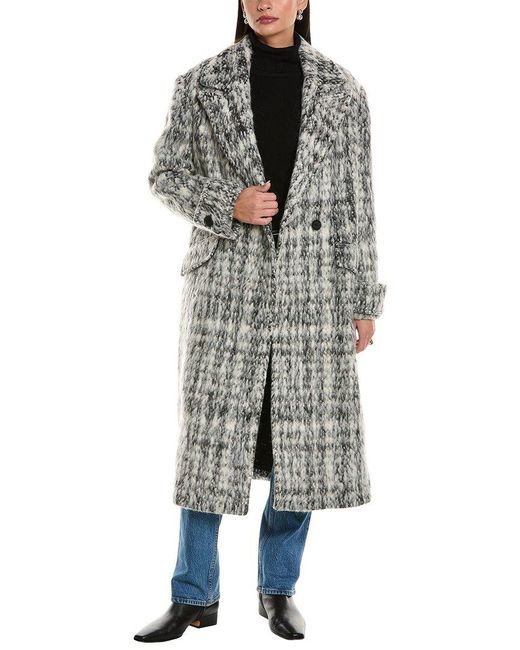 AllSaints Gray Mabel X Wool-Blend Coat
