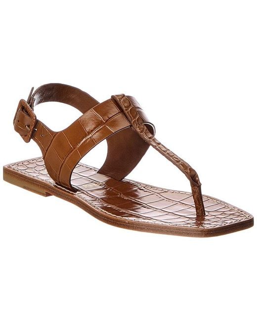 Christian Louboutin Brown Croc-Embossed Leather Sandal