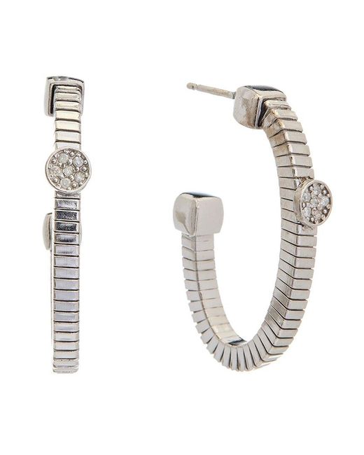 Meshmerise White 18k Gold Over Silver 0.12 Ct. Tw. Diamond Earrings
