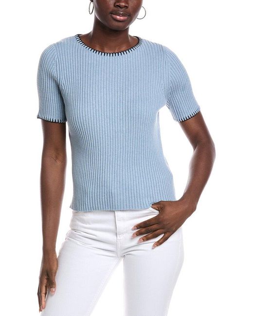 NAADAM Blue Ribbed Cashmere-Blend T-Shirt