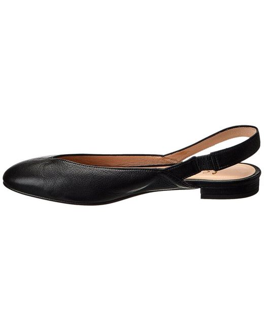 French Sole Black Breezy Leather Slingback Flat