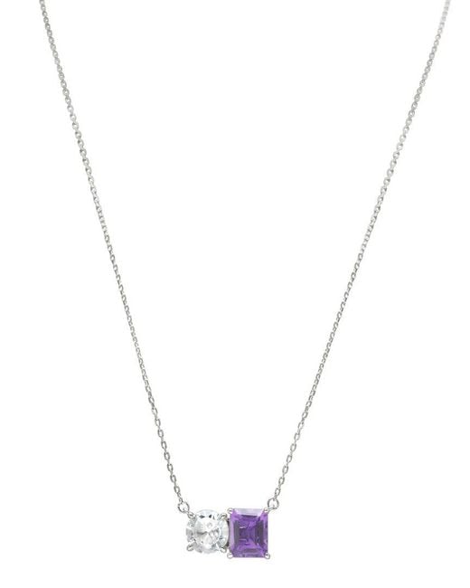 Suzy Levian Metallic Silver 5.00 Ct. Tw. Gemstone Toi Et Moi Necklace