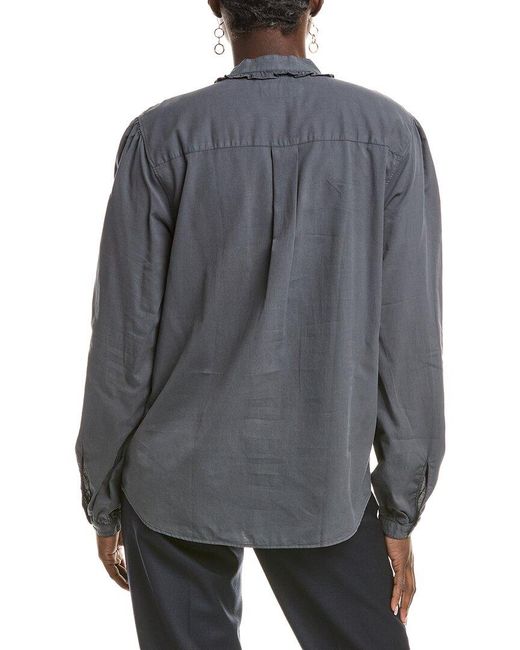 Officine Generale Gray Officine Generale Hannah Ruffles Garment-dyed Blouse