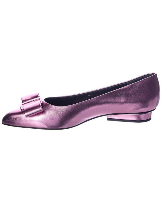 Ferragamo Pink Viva Leather Ballet Flat