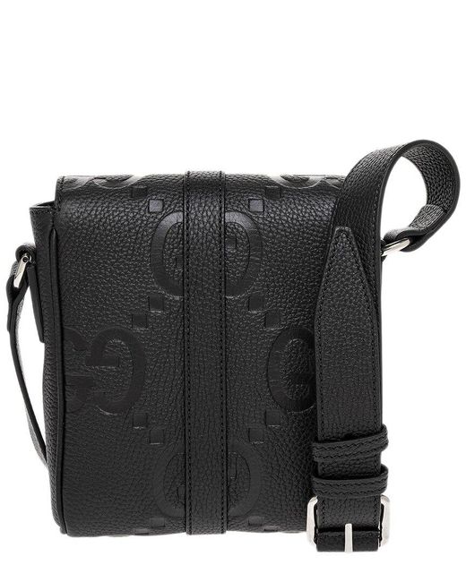 Gucci Black Jumbo GG Small Leather Messenger Bag