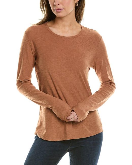 James Perse Brown Crew Neck Long Sleeve T-shirt